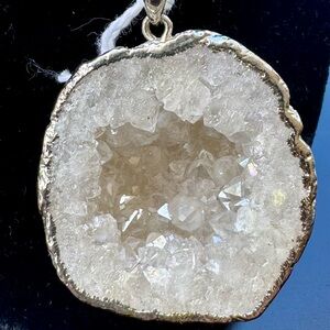 Elegant and Large Druzy Geode Pendant.